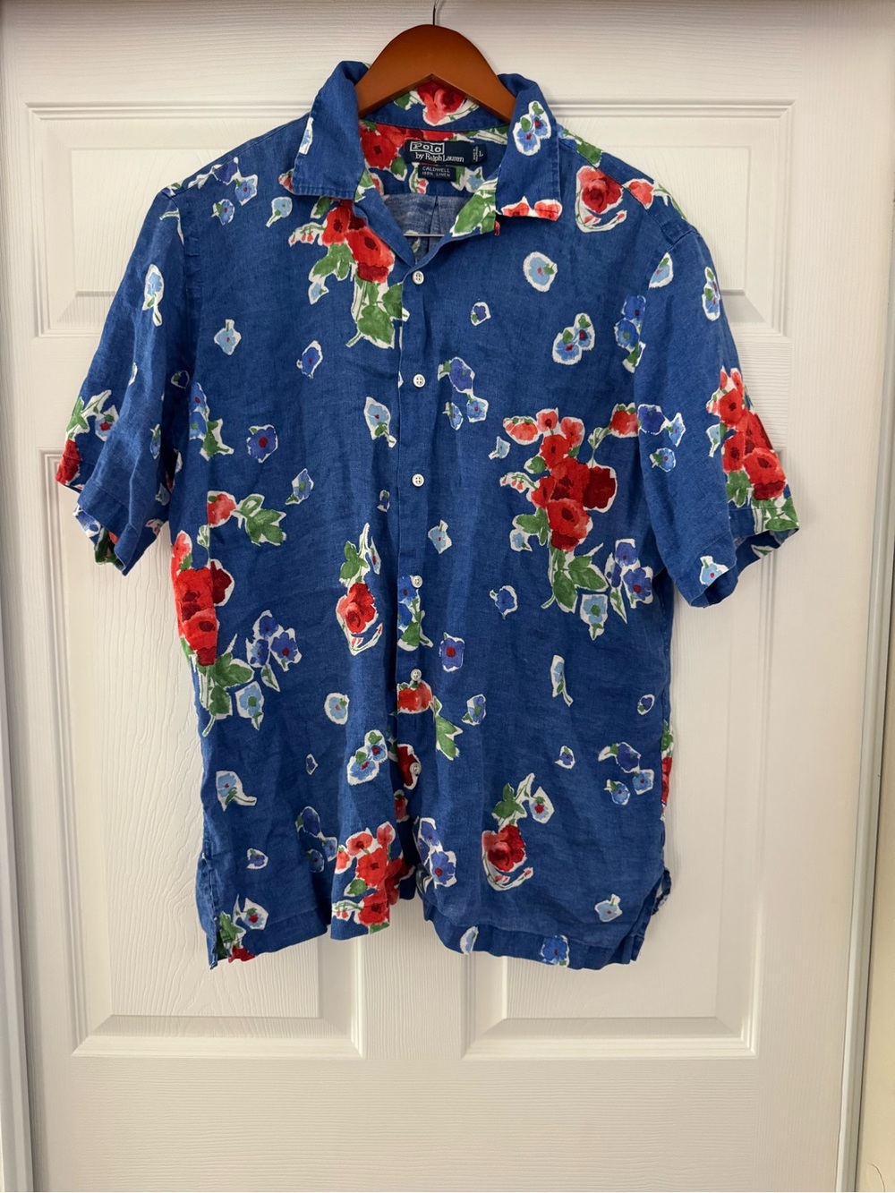 Polo Ralph Lauren Blue Short-Sleeve Floral Button-Down Shirt